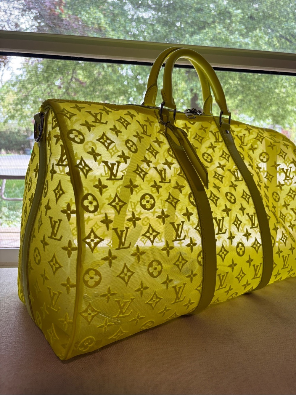 Limited Edition Virgil x Louis Vuitton Neon Yellow Traveling Duffle Bag w/ COA!